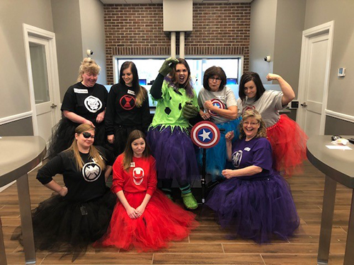 Bank of Washington employees dressed up as Marvel superheroes for Halloween 2018